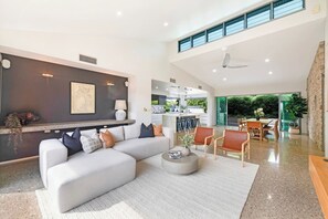There's plenty of space in the living area to exchange travel plans or watch a documentary on the HD TV.
