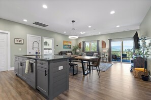 From Kitchen into Living room with stunning view of Lookout Mountain 