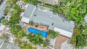 Aerial View showing entire home and grounds.