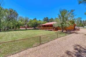 Cabin Exterior | Covered Porch | Tetherball | Outdoor Dining Area
