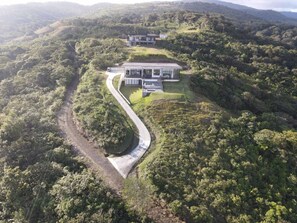Ariel view of the back of Casa Tres Vistas