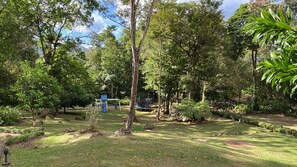 Playground area with trampoline
