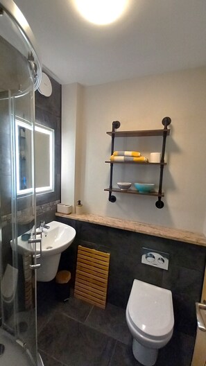 Underfloor heated shower room.