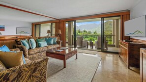 Hanalei Bay Resort #9222 - Living Room & Lanai - Parrish Kauai