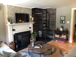Family Room with pellet stove.