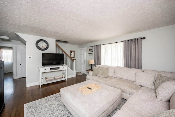 Cozy living room with an XL Sectional, perfect for gathering with family or friends.