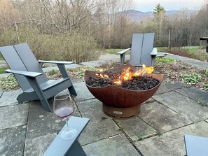 Gas firepit near the hot tub