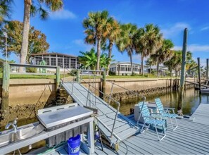 Dock to accommodate your boat for fishing or cruising. 
Fishing station!