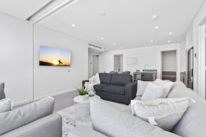 Spacious and cozy living area for the guests to relax