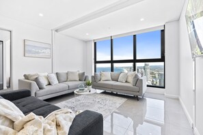 Experience luxury living while lounging around this elegant living room