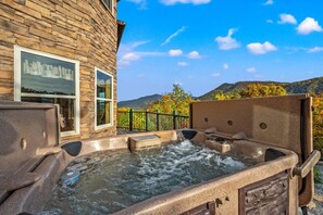 Relax in the bubbling hot tub after a day of adventure in the Smokies