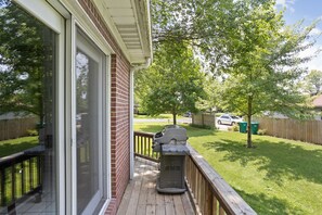 Fire up the fun with our backyard BBQ grill, perfect for cookouts and enjoying delicious meals on the scenic back deck.