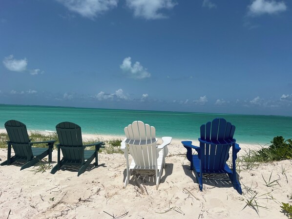 Steps to Paradise! Where the sand is like powdered sugar.