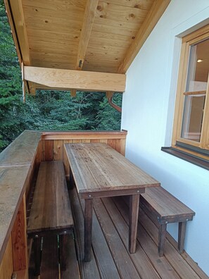 Ferienwohnung, 90qm, mit Küche und Schlafzimmer-Essgruppe Balkon