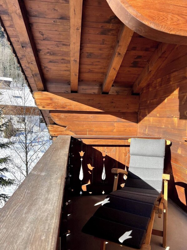 balcony sitting area on a winter sunny day 