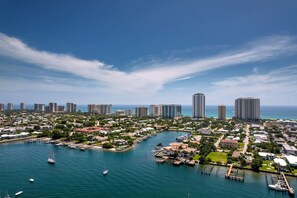 Singer Island aerial view. Our place is almost dead center of the photo! Time to slow down, you're on island time!
