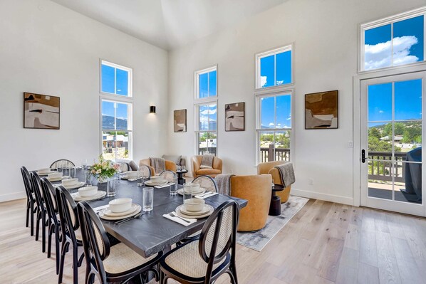Welcome to Whitewater Villa! Our spacious, light-filled dining and living area, perfect for enjoying meals and relaxation with stunning views