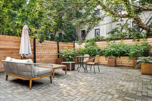 Backyard with ample seating