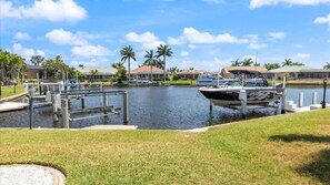 "Enjoy a swim with a scenic canal view."