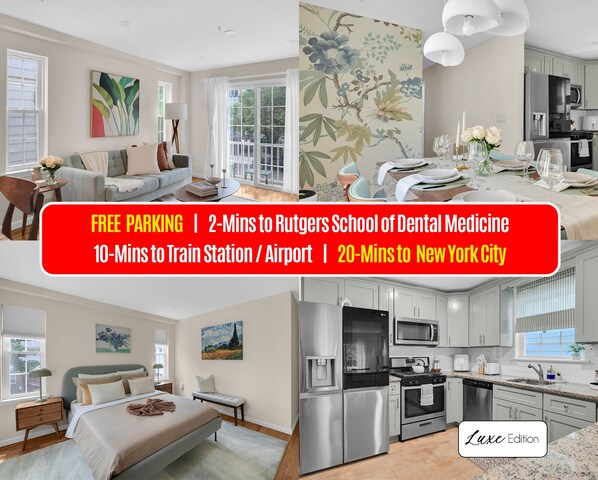 FREE Driveway Parking    |    5-min walk to Rutgers School  of Dental Medicine 
10-min drive to Newark Penn Station    |    20-min drive to Manhattan NYC