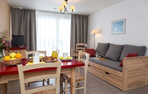 Enjoy a tasty meal at the dining table.