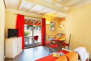 Sit back and relax in the cozy living area after a day outside.