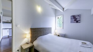 Drift to sleep in the comfortable bed after a wonderful day outside.