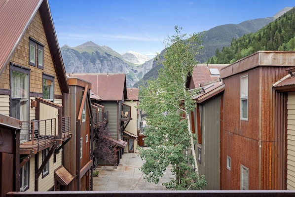 Unbeatable mountain views from condo and private balcony of Telluride and the box canyon