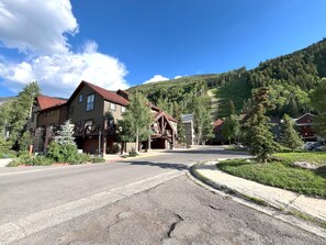 Exterior of building overlooking Telluride Ski Resort and lift 7 area
