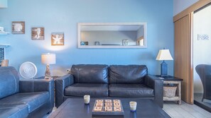 Leather sofas in the living room.