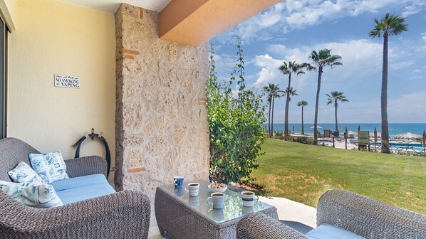 Comfy seating on the patio.