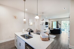 Open concept living and dining space