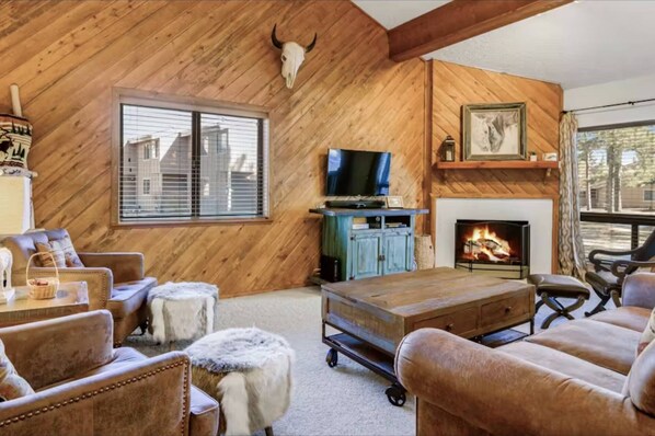 Cozy and convenient gas fireplace and large living area