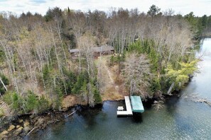 Grounds include 2 docks, swimming area and 40 acres to roam.