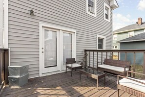 Perfect outdoor set up with ample furniture and space for your enjoyment