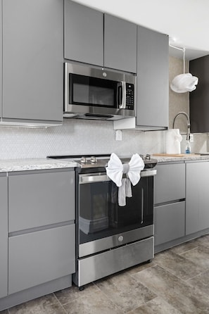 Take full advantage of our modern appliances to whip up your favorite meals, or simply heat takeout.