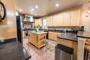 Indoors, Floor, Flooring, Kitchen, Refrigerator