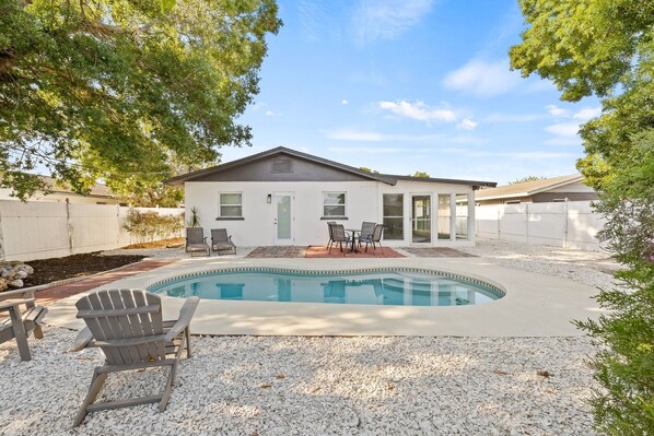 House, Pool, Water, Chair, Furniture