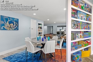 Enjoy a variety of games at this spacious game table. Whether you prefer cards, dice, or board games, we have something for everyone!