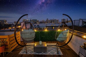 Rooftop deck by night