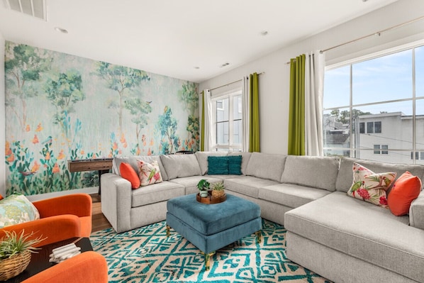 Relax in Our Comfortable and Colorful Living Space