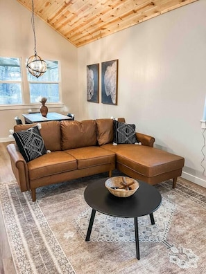 Open concept living and dining area.