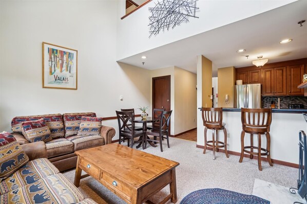 Open concept living room/dining room area.