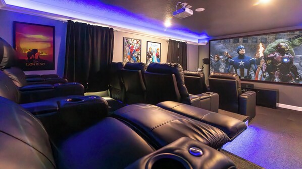 Enjoy cinematic luxury with your own private movie theater room!