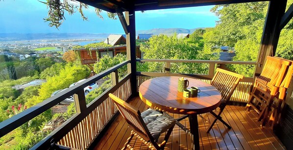 Your private undercover deck with lovely lagoon & town views 