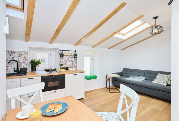 Living room and kitchen
