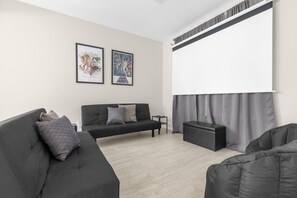 Movie lounge with projector screen