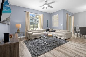 Large Group-Friendly Living Room with Smart TV