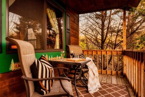 Multiple seating areas on back deck