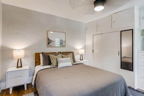 The comfortable queen sized bed is just the place you deserve to be after a long day